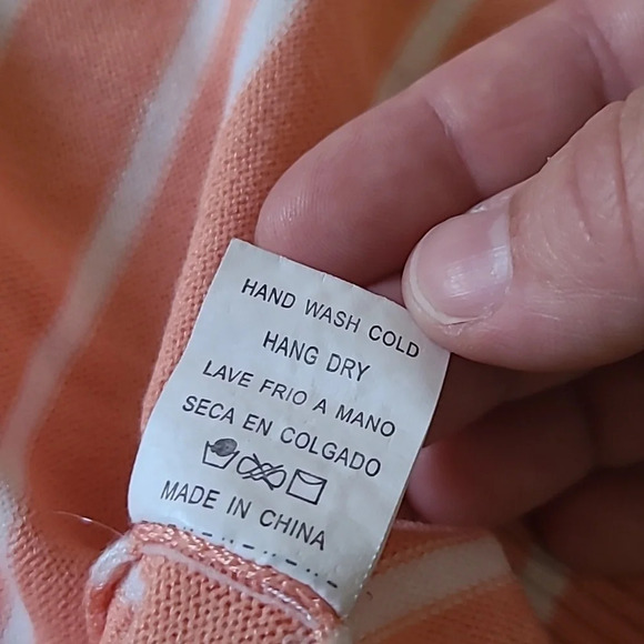 Shop Ruche Coral & White Waterfall Draped Open Front Cardigan - Size L - Picture 6 of 6